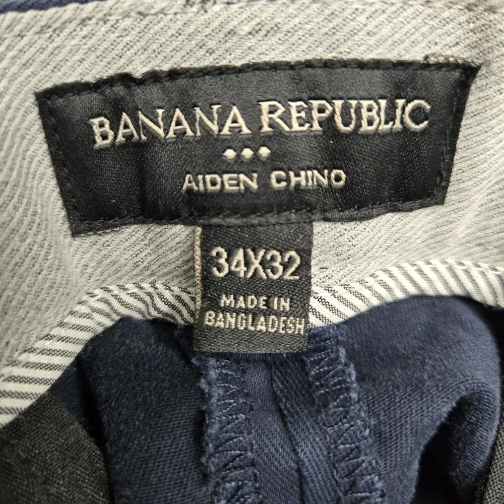 Banana Republic Men Pants 34X32 Navy Chino Twill Aiden Button 30